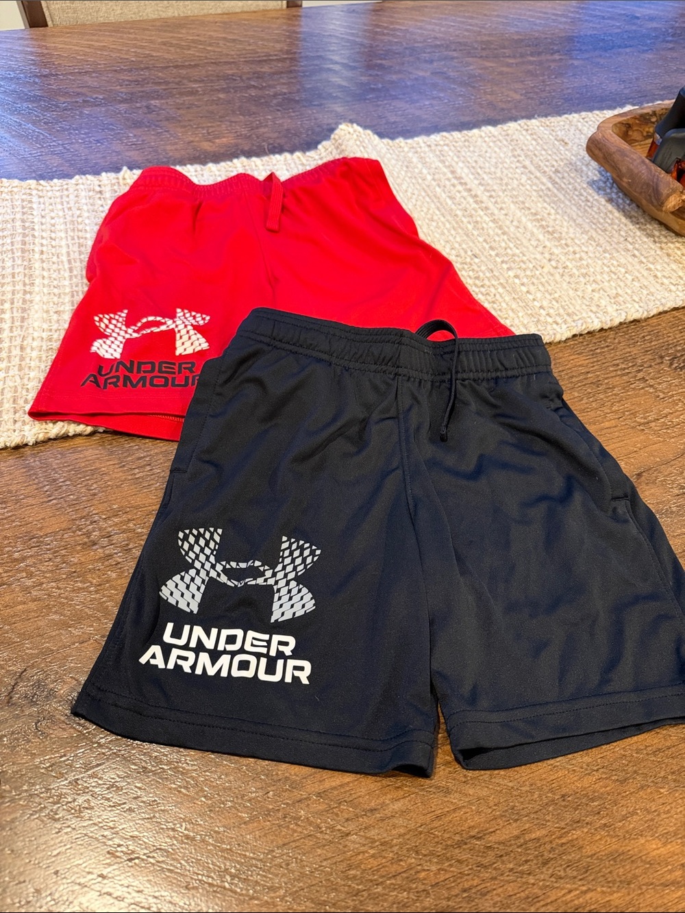 Under Armour Kids Athletic Shorts in Black and Red - Logo Accent